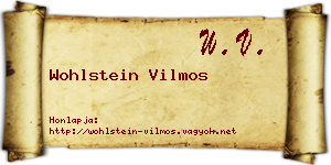 Wohlstein Vilmos névjegykártya